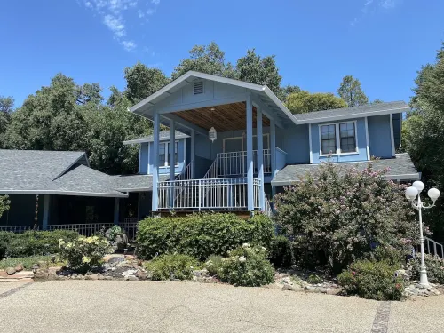Large king guest room with private entrance and bathroom.
