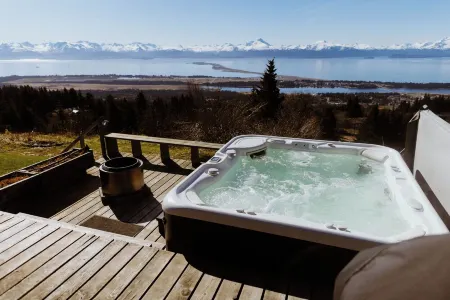 Spacious  MILLION DOLLAR VIEW home w/ fitness room, hot tub in charming Homer
