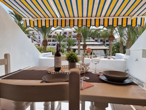 Studio Parque Santiago 3 directly on the beach + sea, terrace, heated pool, wifi