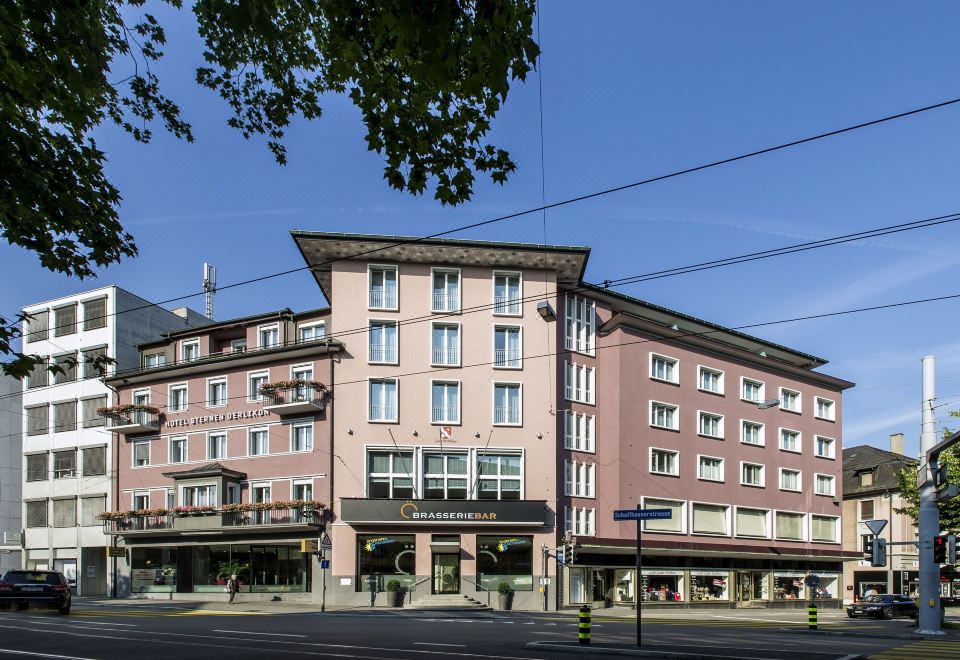 [호텔 스터넨 엘리콘의 현대적인 객실 인테리어]