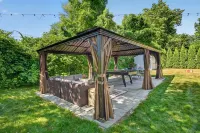 Backyard Oasis: Gazebo, Pool Table & Fire Table