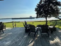 Freighters in front yard!  Private Sandy Beach - Large Deck - Best View on River