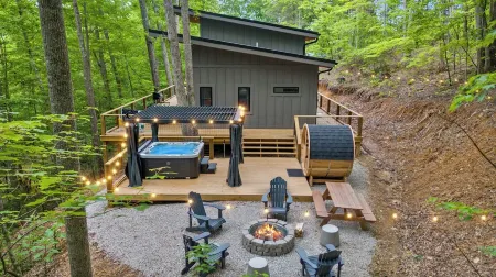Winter Retreat! w/ Hot Tub, Sauna & Firepit Near Natural Bridge SP + Rrg Trails!