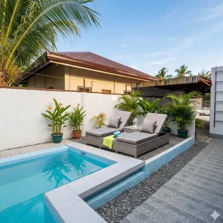 Villa with a pool—a 10-minute walk to the beach