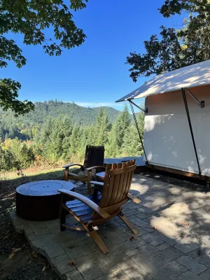 Amico Farm cozy wine country all weather Vista Tent with stunning views
