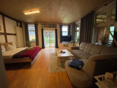 100 square meter apartment with two sleeping areas, terrace, kitchen, bathroom and sauna!