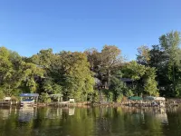 Cabins overlooking the lake Sakatah, bordering the state trail