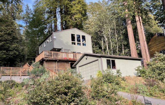 Adorable cottage w/ ocean views, redwoods, and a hot tub. Pets OK!