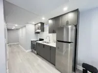 One bedroom ensuite toilet on main level & kitchen, living, bathroom lower level