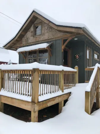 A hand-crafted cabin built in the middle of a Christmas Tree farm.