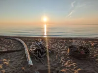 Lake Superior Beach with Porcupine Mountain Views