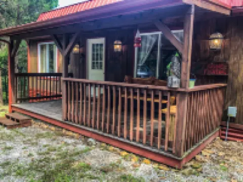 The cottage on the hill in the woods