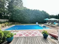 Spacious 5Bdrm Home- Saltwater Pool, WiFi, AC, Private Beach Parking Pass
