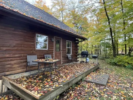Beautiful log cabin with all the creature comforts of home. Private fishing lake