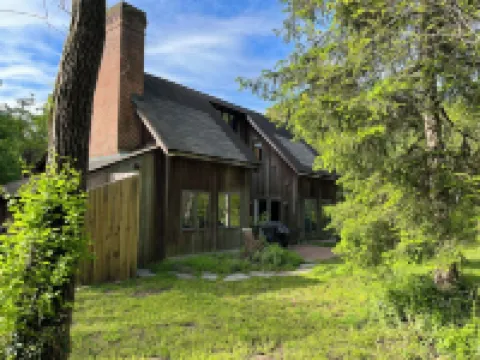 Outrange at Blue Heron Farm. Pet friendly cabin at waterfront farm!