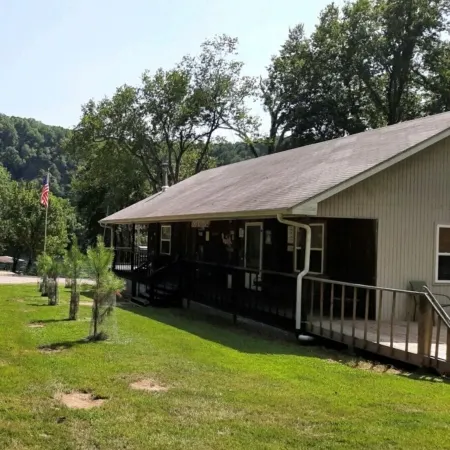 Riverside Cabin B White River is 110 ft Away with Riverview from Deck King Bed