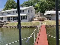 Lake front with view, dock and calm water