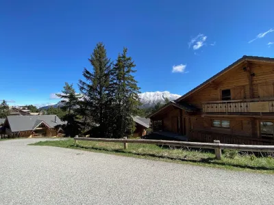 on the slopes with panoramic views of the area