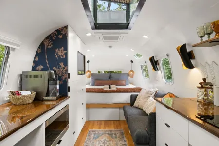 Private Deck with Hot Tub and Grill - Charming Airstream Retreat