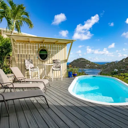 4 large bedrooms/4 full bathrooms. Pool/Beautiful Ocean views/hot tub. Cruz Bay!