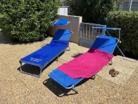 Studio Gruissan plage wifi piscine, clim, parking, équipée 4 pers, RDC, terrasse sud