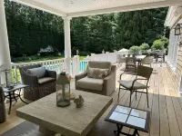 East Hampton Designer home close to Village with heated pool.