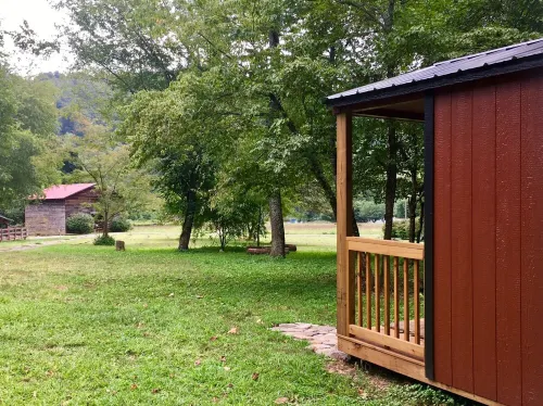 Tiny cabin by the creek
