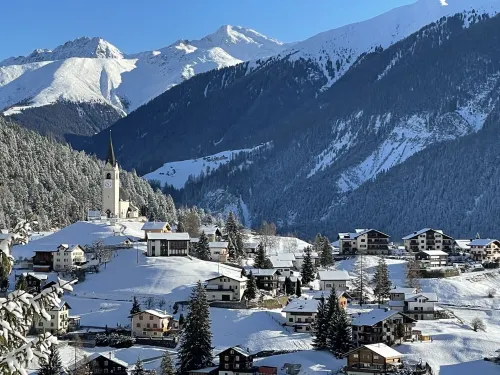 Sunny panoramic view near Davos Lenzerheide