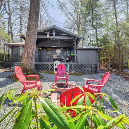 Near Lake + Trails: Rustic Newland Cabin w/ Deck!