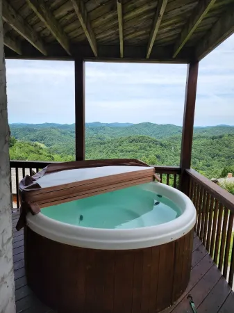 HIDDEN CHALET GEM IN BLUE RIDGE MOUNTAINS,PETS.HOTTUB 4500 ELEVATION SKING OPEN