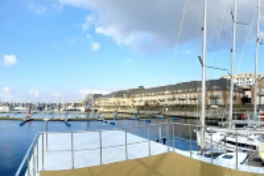 Houseboat Luv in Sonwik harbor with a view of Denmark