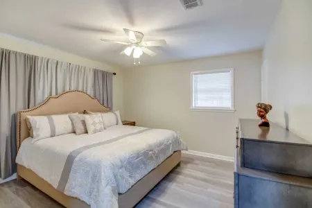 It’s a beautiful renovated house with modern furniture and lovely decor.