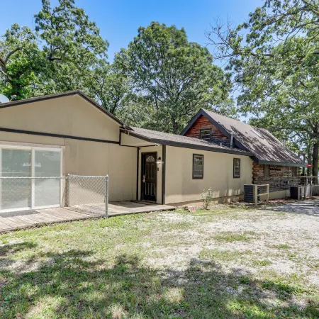 Furnished Deck + Lake Access: Fairland Log Cabin