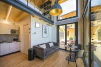 Open space on two floors in detached cottage in ancient medieval courtyard