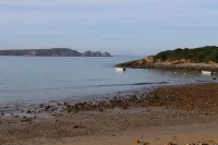Wooden chalet with sea view, lovely garden, 5-minute walk to the beach. Dogs welcome. - Hytter