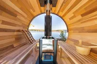 Lakefront Water Slide Sauna Pool Hot Tub Dock