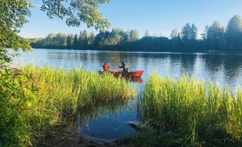 Tiny Hut in the Forest Overlooking the River