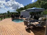 Spacious house with an amazing view of the ocean on a private deck.