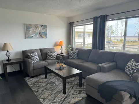 2 bedroom apartment overlooking the the mouth of the Kenai River. Downtown Kenai