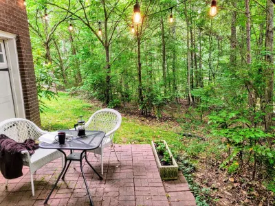 Cozy Milton Guest Suite with Private, Wooded Patio & Kitchenette