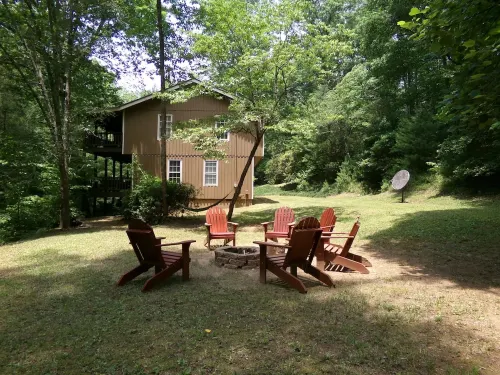 Private retreat at the waters edge of one of NE Ga premier trout streams.