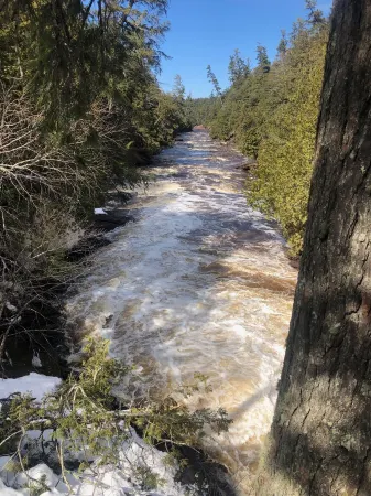 Right across from the lake.