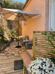 House with large terrace, garden  and spectacular sea view. Very quite area.