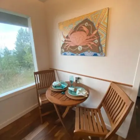 Cozy hidden gem tucked away where the mountains meet the sea.