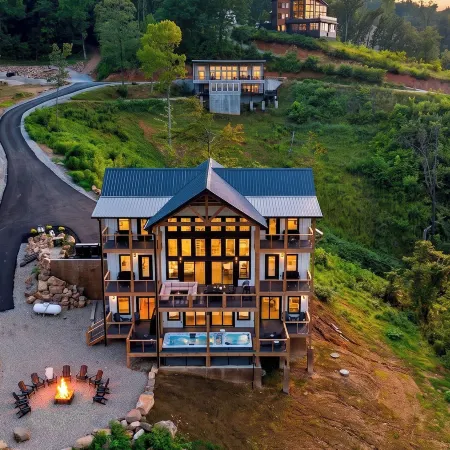 Modern Smoky Mountain Retreat w/ Hot Tub, Game Room & Movie Theater Heavens View by Avantstay