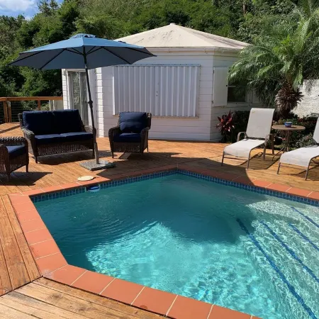 Spacious house with an amazing view of the ocean on a private deck.