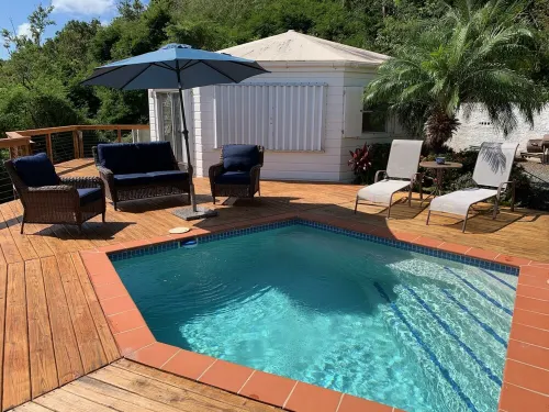 Spacious house with an amazing view of the ocean on a private deck.