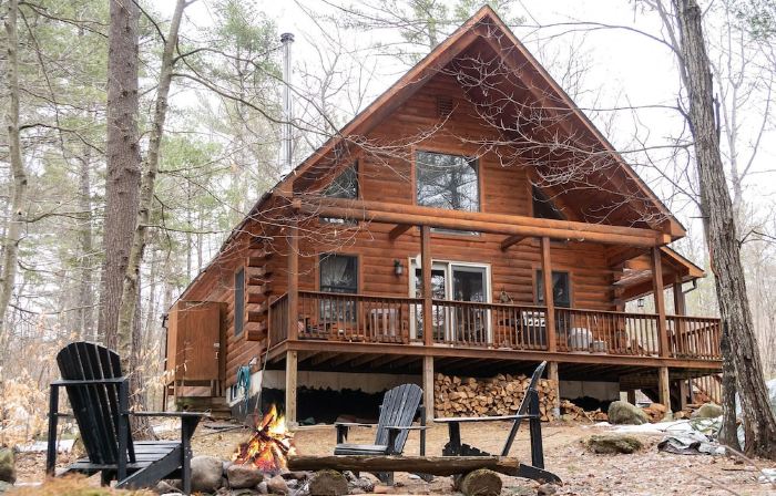 Secluded, Furnished, Log Home, Close To Many Adirondack Attractions.