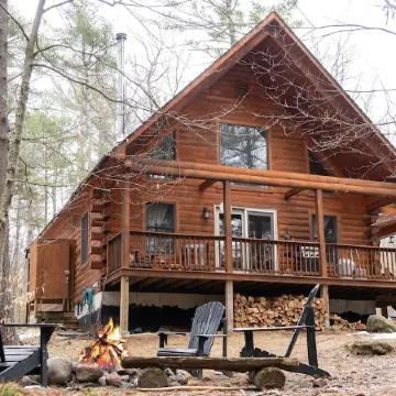 Secluded, Furnished, Log Home, Close To Many Adirondack Attractions.