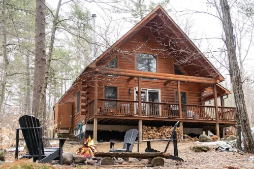 Secluded, Furnished, Log Home, Close To Many Adirondack Attractions.